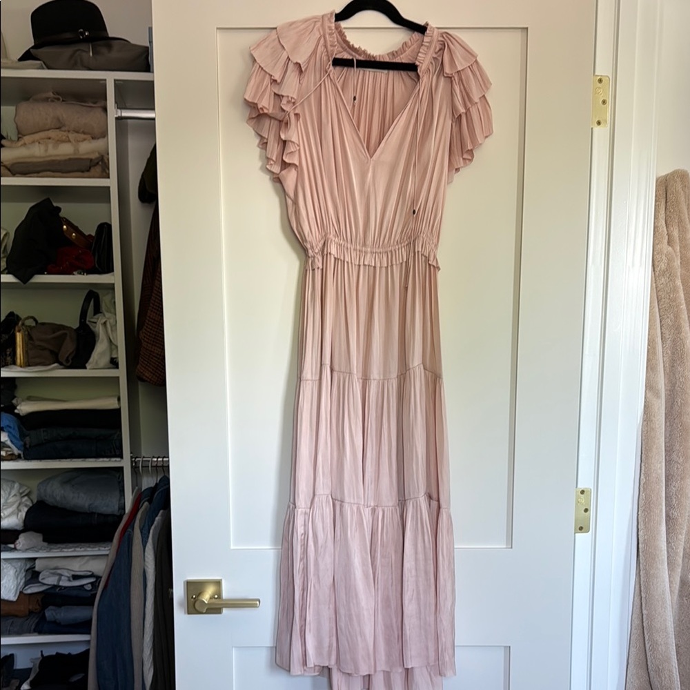 Ulla Johnson Pink Ruffled Tiered Maxi Dress